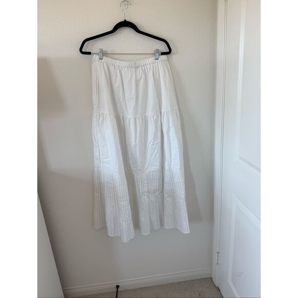 NWT Solid & Striped Addison Pleated Maxi Skirt, White, Size: L - Picture 7 of 7